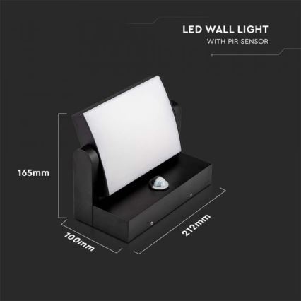 Lampada da parete LED da esterno con sensore LED/17W/230V 4000K IP65 nero