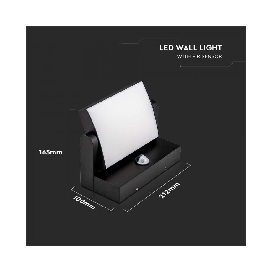 Lampada da parete LED da esterno con sensore LED/17W/230V 4000K IP65 nero