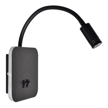 Lampada da parete LED flessibile BASE LED/8W+LED/2W/230V nero/argento