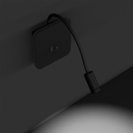 Lampada da parete LED flessibile BASE LED/8W+LED/2W/230V nero/argento