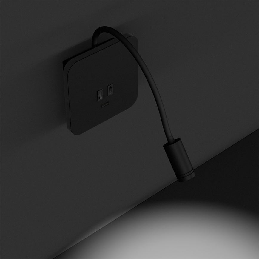 Lampada da parete LED flessibile BASE LED/8W+LED/2W/230V nero/argento