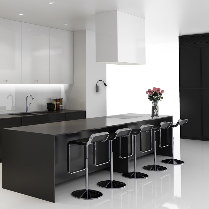 Lampada da parete LED flessibile BASE LED/8W+LED/2W/230V nero/argento