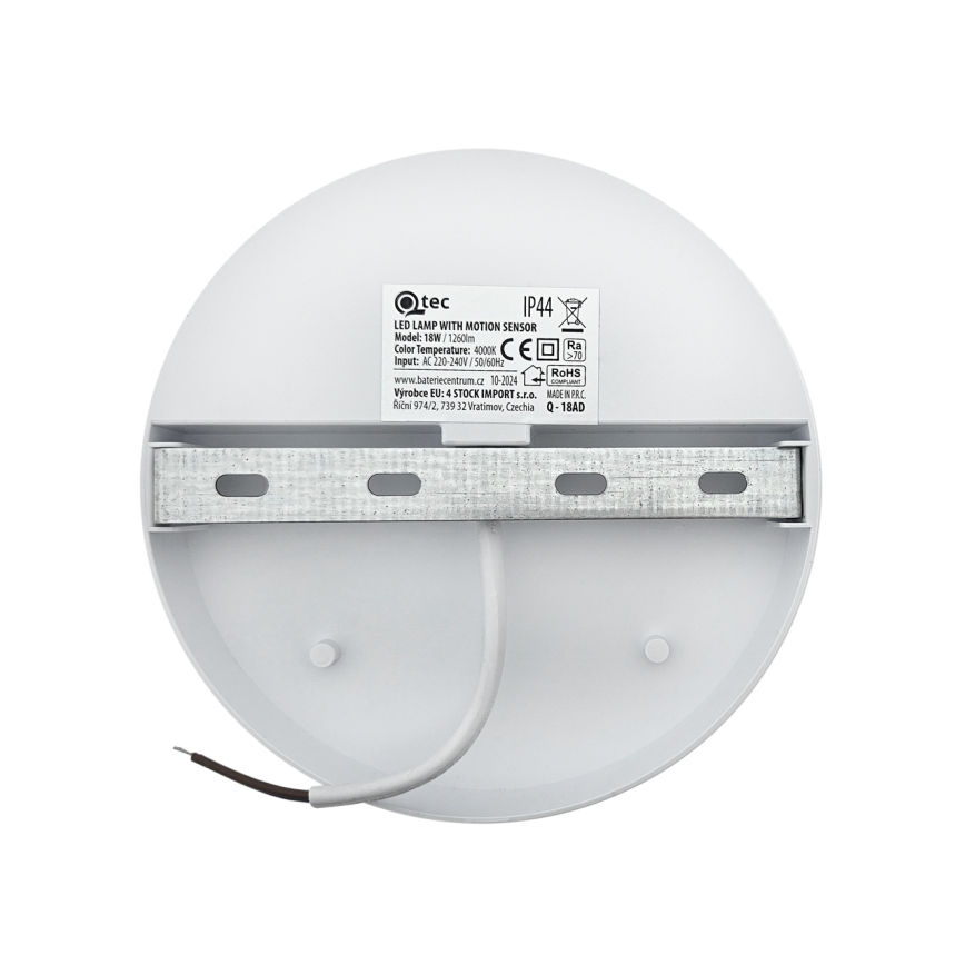 Lampada da parete LED per esterni con sensore di movimento, LED/18W/230V, IP44, bianca