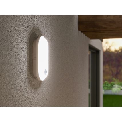 Applique da esterno a LED con sensore di movimento e crepuscolare OVAL LED/10W/230V IP65 bianca