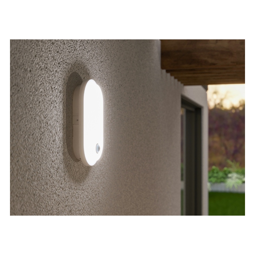 Applique da esterno a LED con sensore di movimento e crepuscolare OVAL LED/10W/230V IP65 bianca