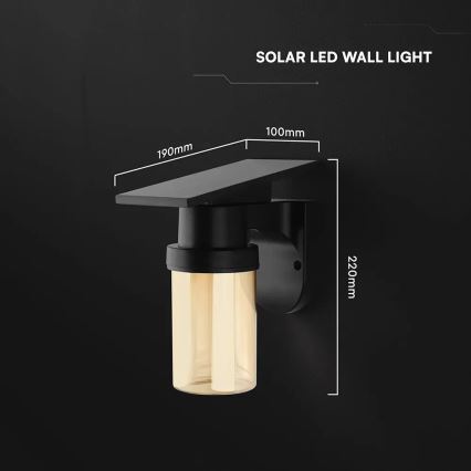 Lampada solare da parete LED/3,7V 2700/3200/5000K IP54 1800 mAh nero/beige fumé + telecomando