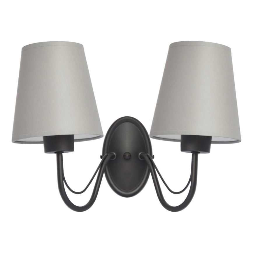 Lampada da parete MALBO 2xE27/15W/230V grigia/nera