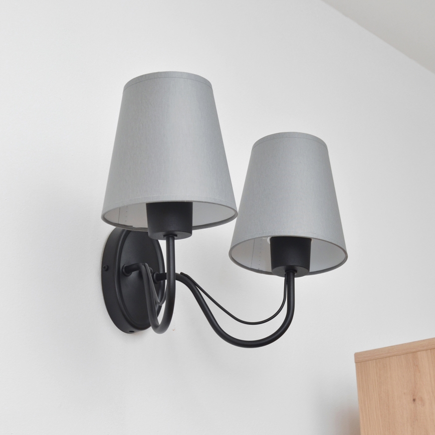 Lampada da parete MALBO 2xE27/15W/230V grigia/nera
