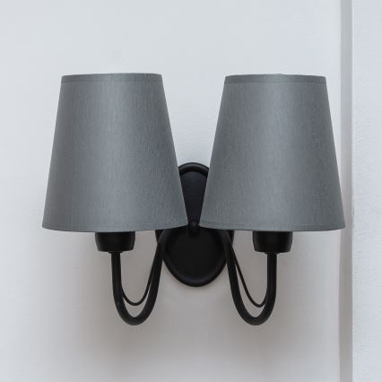 Lampada da parete MALBO 2xE27/15W/230V grigia/nera