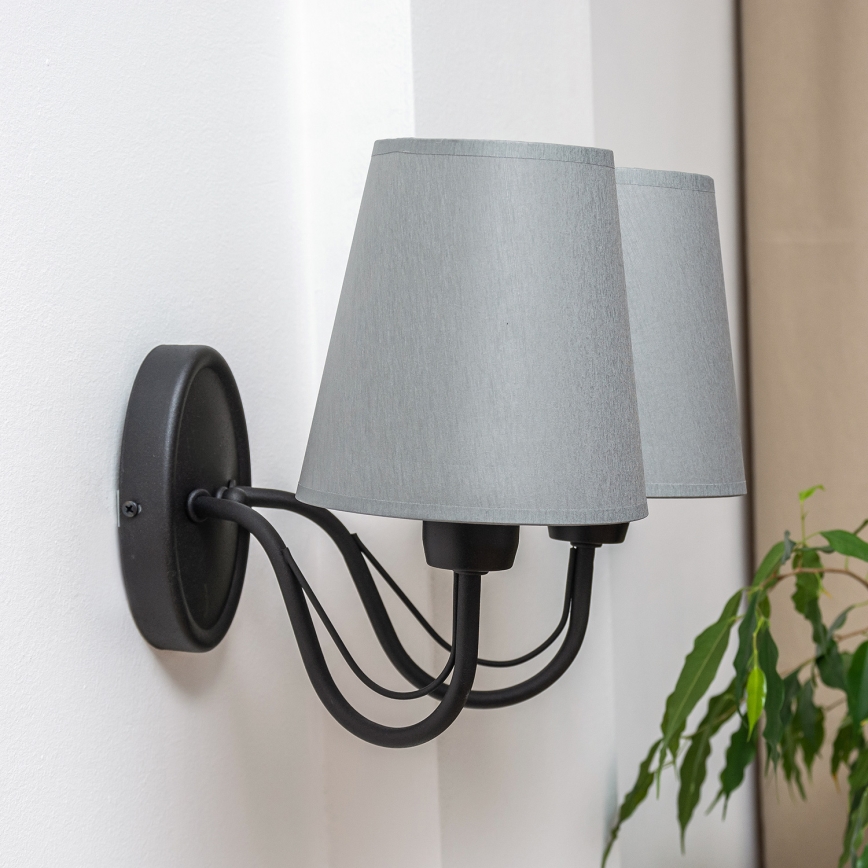 Lampada da parete MALBO 2xE27/15W/230V grigia/nera