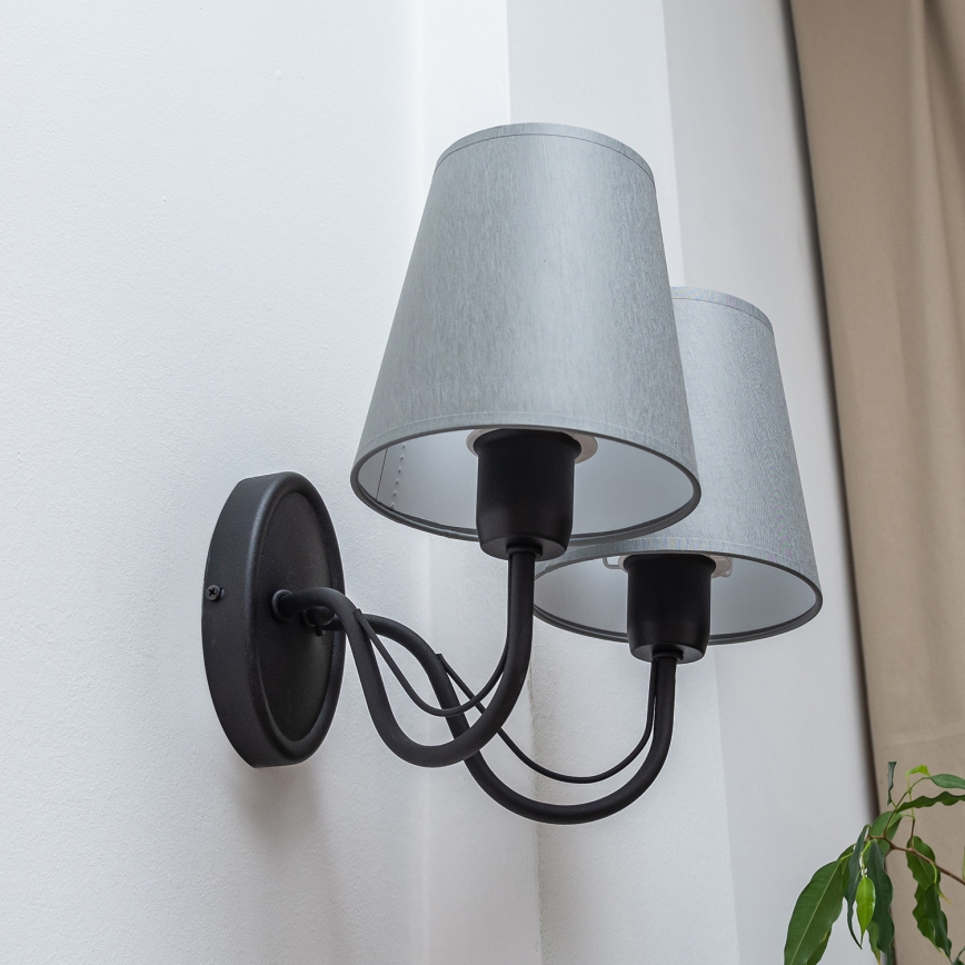 Lampada da parete MALBO 2xE27/15W/230V grigia/nera