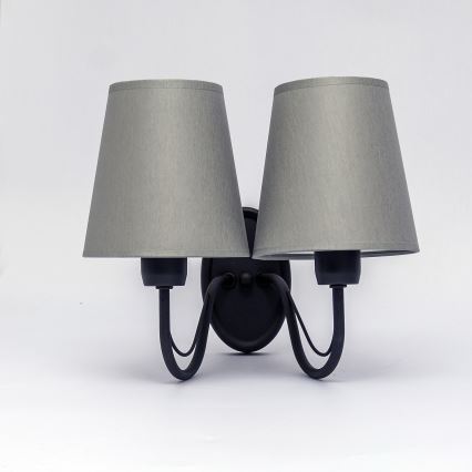 Lampada da parete MALBO 2xE27/15W/230V grigia/nera