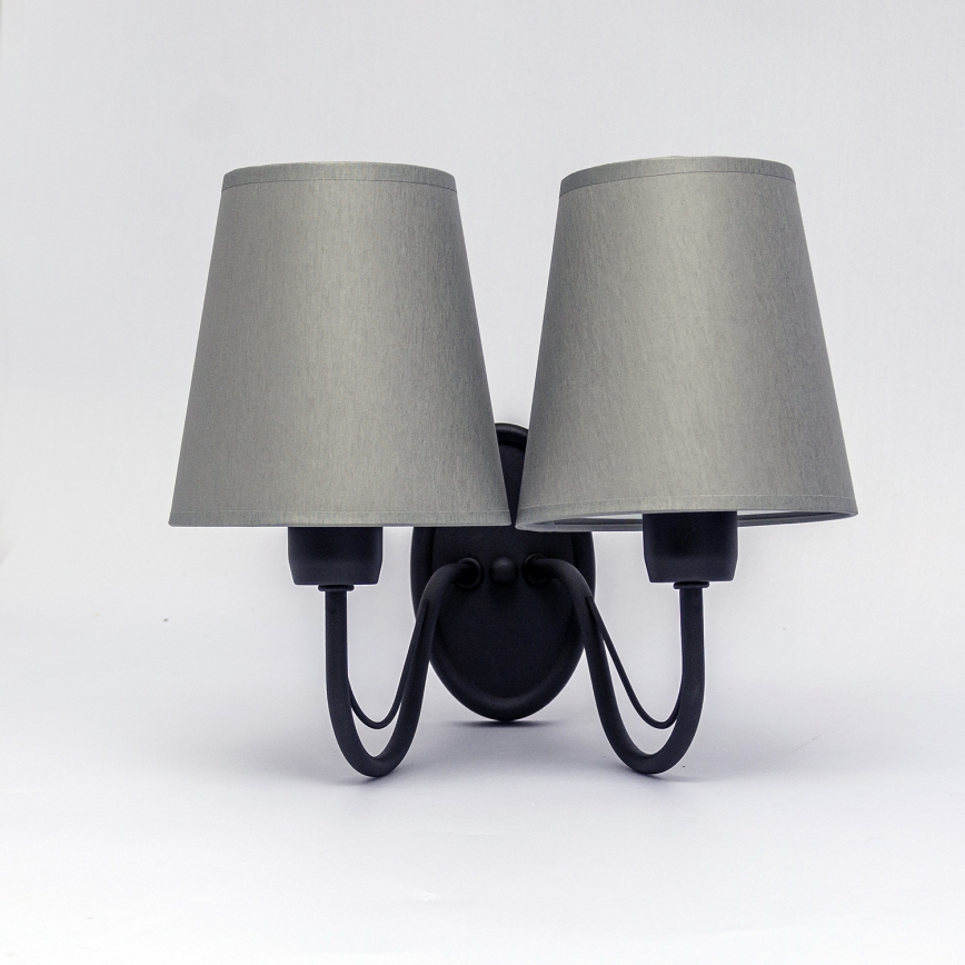 Lampada da parete MALBO 2xE27/15W/230V grigia/nera