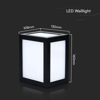 Lampada da parete per esterni a LED/12W/230V 6400K IP65 nera