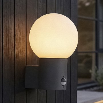 Lampada da parete per esterni STONO con sensore di movimento e crepuscolare 1xE27/15W/230V IP65 antracite