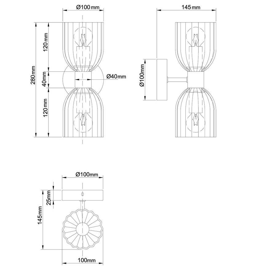 Lampada da parete PIEGA 2xE14/10W/230V ottone/nero fumé