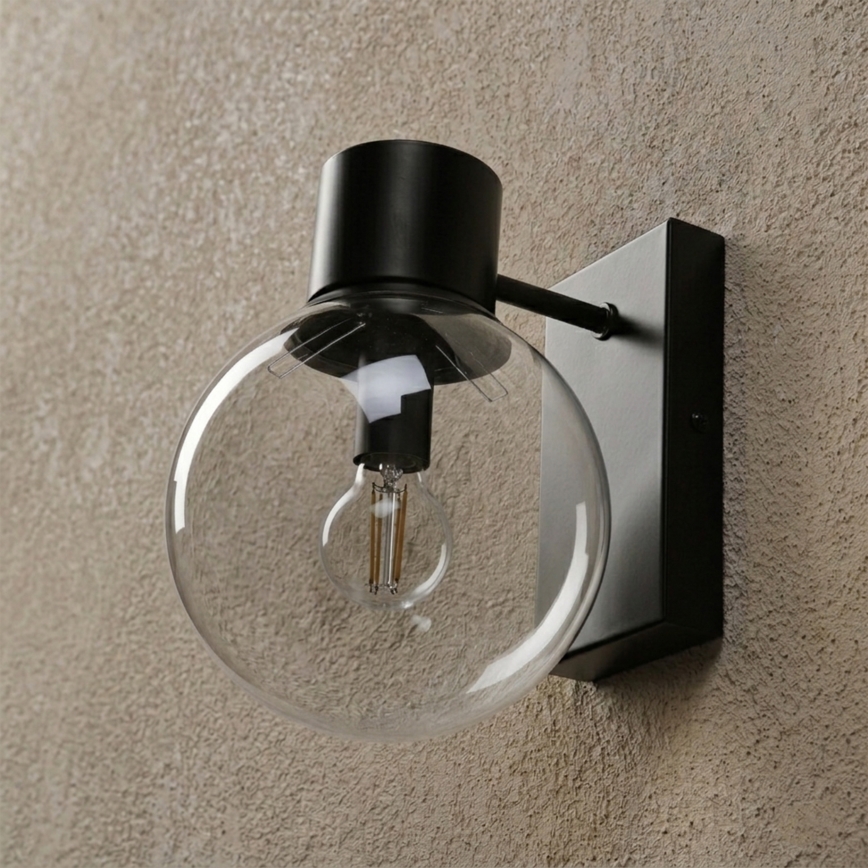 Lampada da parete SFERIO 1xE14/5W/230V nera/trasparente