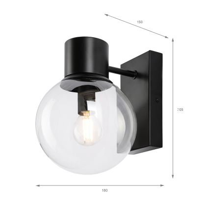 Lampada da parete SFERIO 1xE14/5W/230V nera/trasparente
