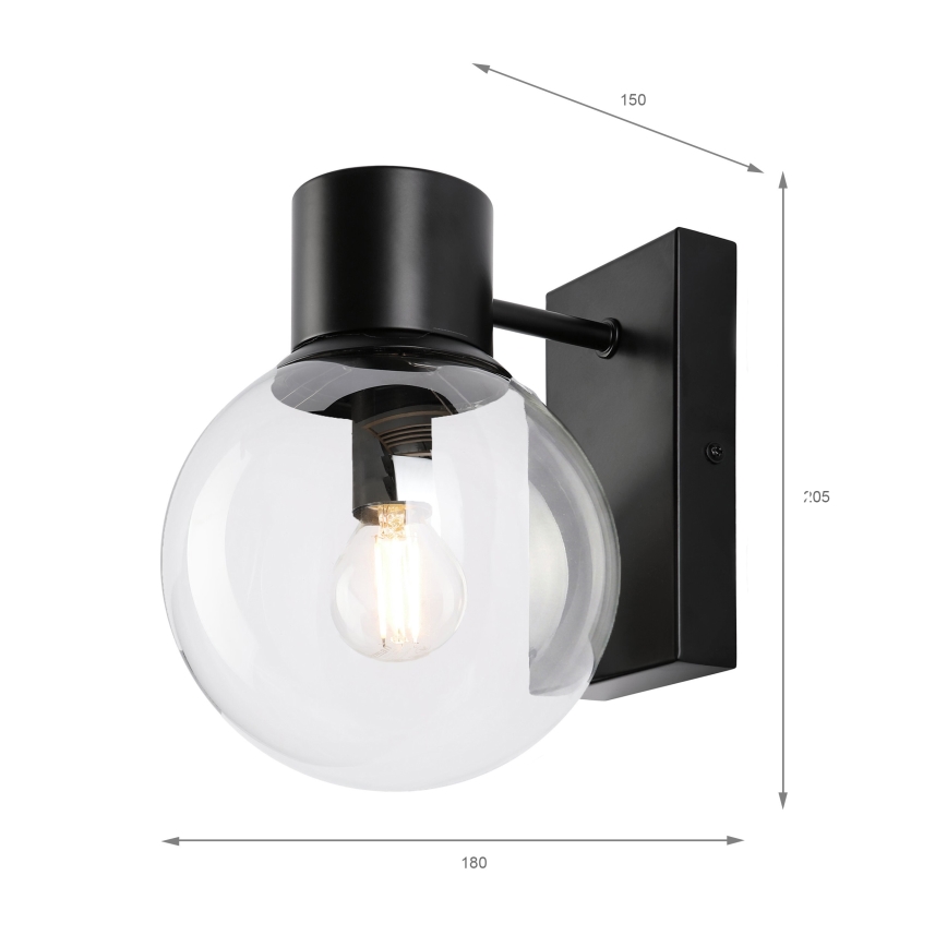 Lampada da parete SFERIO 1xE14/5W/230V nera/trasparente