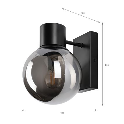 Lampada da parete SFERIO 1xE14/5W/230V nero/nero fumé