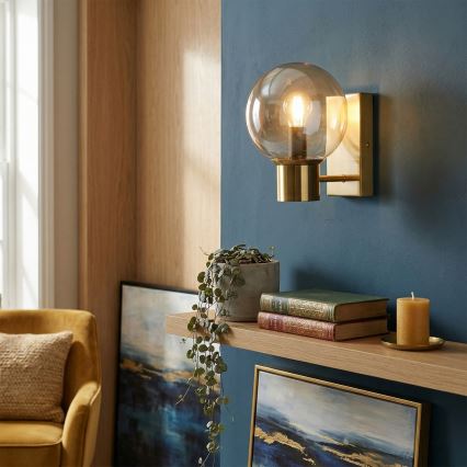 Lampada da parete SFERIO 1xE14/5W/230V ottone/beige fumé