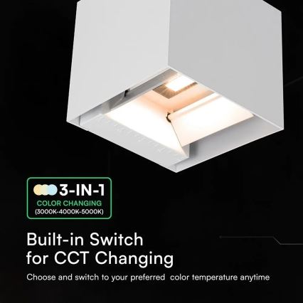 Lampada da parete solare LED con sensore LED/9W/3,7V 3000/4000/5000K IP65 2600 mAh bianco