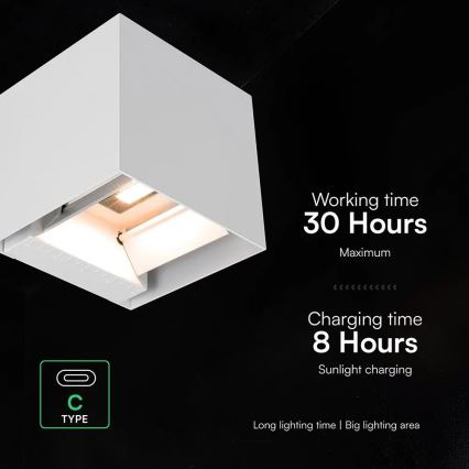 Lampada da parete solare LED con sensore LED/9W/3,7V 3000/4000/5000K IP65 2600 mAh bianco