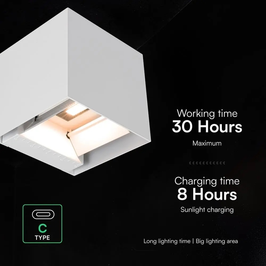 Lampada da parete solare LED con sensore LED/9W/3,7V 3000/4000/5000K IP65 2600 mAh bianco