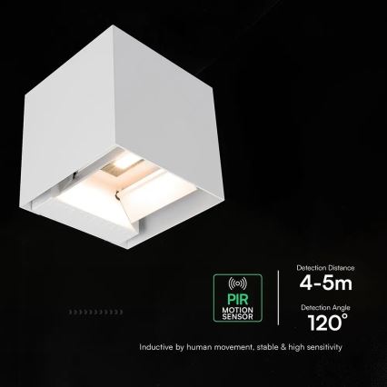 Lampada da parete solare LED con sensore LED/9W/3,7V 3000/4000/5000K IP65 2600 mAh bianco