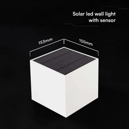 Lampada da parete solare LED con sensore LED/9W/3,7V 3000/4000/5000K IP65 2600 mAh bianco