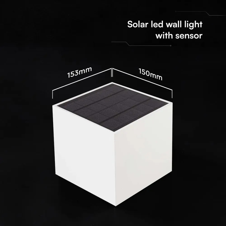 Lampada da parete solare LED con sensore LED/9W/3,7V 3000/4000/5000K IP65 2600 mAh bianco