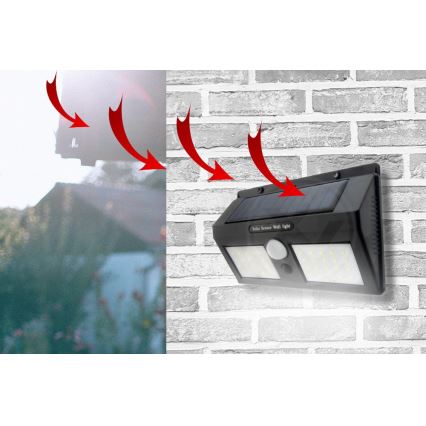 Lampada da parete solare a LED con sensore, LED da 1,2 W, 3,7 V, 1200 mAh, IP54