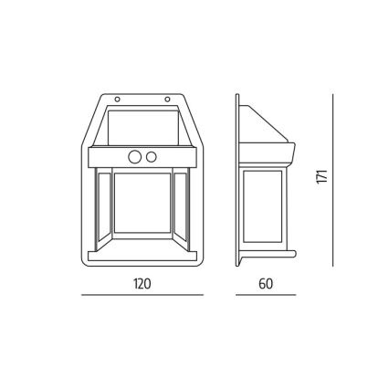 Lampada da parete solare a LED con sensore OMVIA LED/3,7V 3000K IP44 1200 mAh