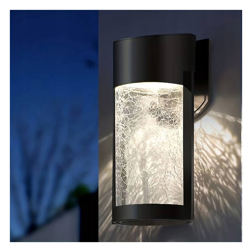 Lampada da parete solare a LED LED/3,7V 300 mAh IP44 nera