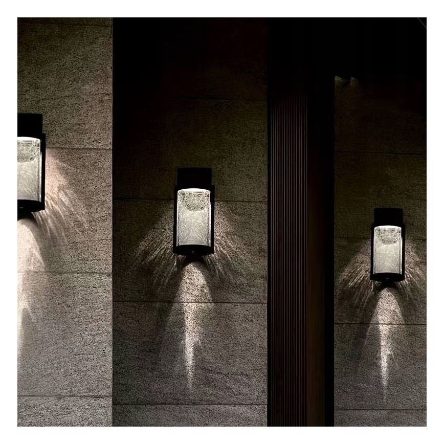 Lampada da parete solare a LED LED/3,7V 300 mAh IP44 nera