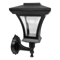Lampada da parete solare a LED TIRANA — Batteria da 1,2 V / 1800 mAh, IP44, nera