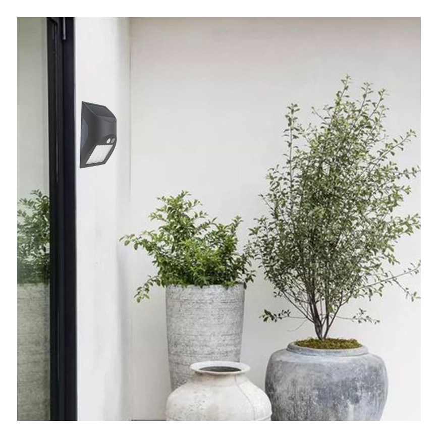 Lampada da parete solare a LED con sensore LED/3W/3,7V 3000/4000K 1200 mAh IP54 antracite