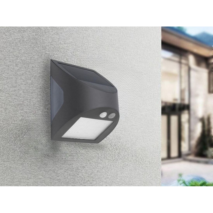 Lampada da parete solare a LED con sensore LED/3W/3,7V 3000/4000K 1200 mAh IP54 antracite