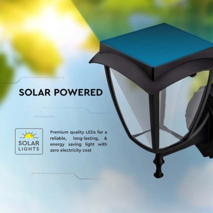 Lampada da parete solare LED/2W/3,7V 3000/6000K IP65 2200 mAh nero