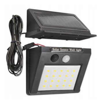 Lampada da parete solare LED con sensore e pannello esterno LED/0,55W/3,7V 1200 mAh IP65