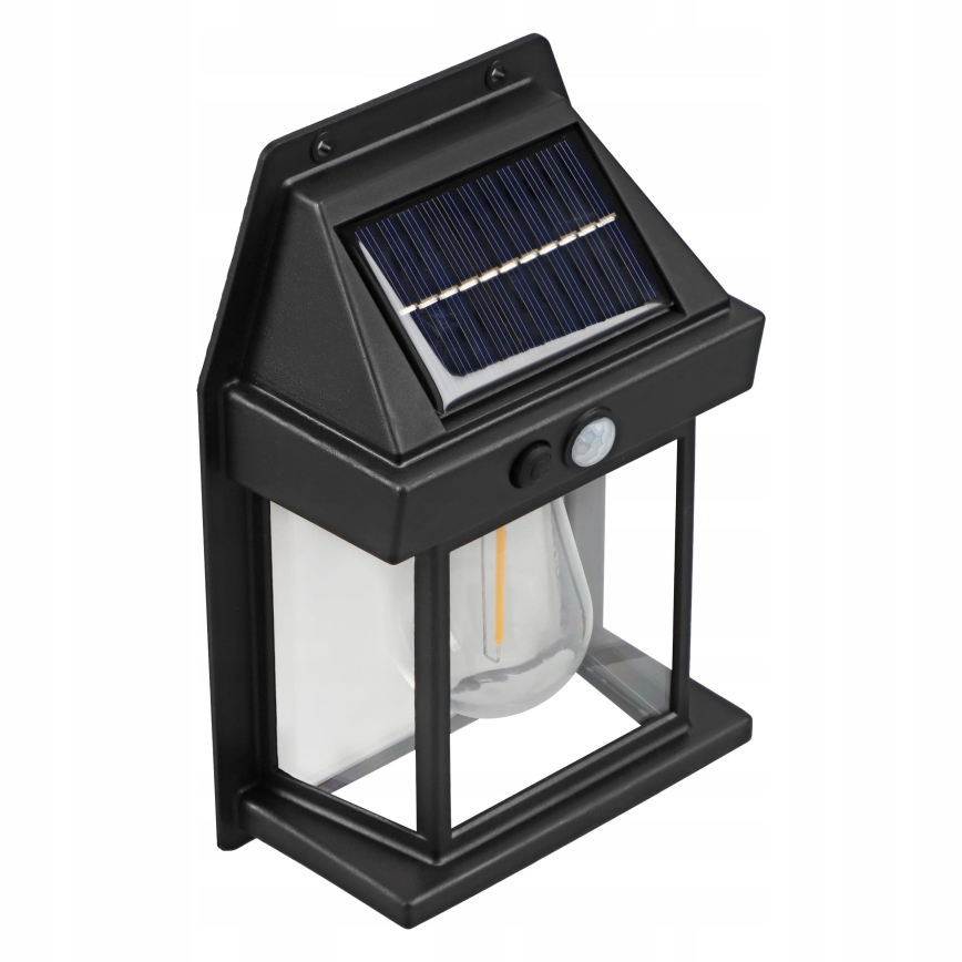 Lampada da parete solare LED con sensore LED/3,7V 600 mAh IP44 nera
