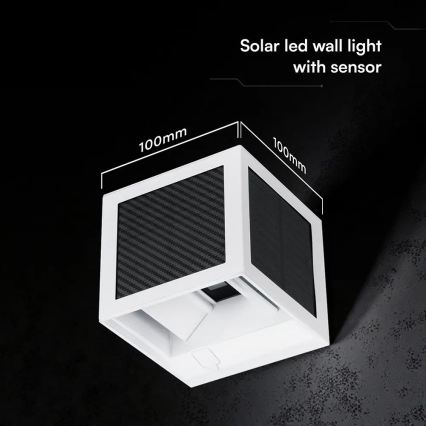 Lampada da parete solare LED con sensore LED/9W/3,7V 3000/4000/6000K IP65 2600 mAh bianca