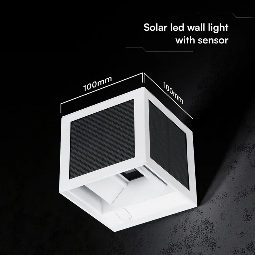 Lampada da parete solare LED con sensore LED/9W/3,7V 3000/4000/6000K IP65 2600 mAh bianca