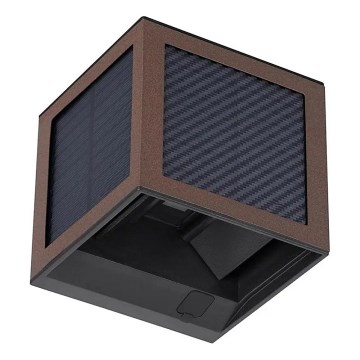 Lampada da parete solare LED con sensore LED/9W/3,7V 3000/4000/6000K IP65 2600 mAh marrone
