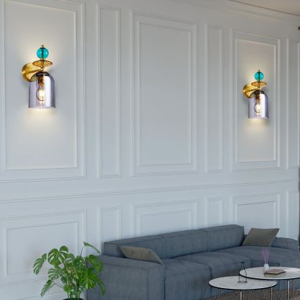 Lampada da parete TROPEA 1xE27/15W/230V oro/blu/beige fumé/grigio