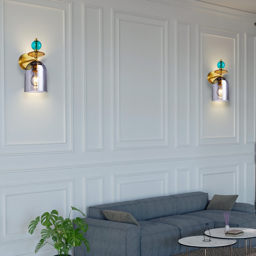 Lampada da parete TROPEA 1xE27/15W/230V oro/blu/beige fumé/grigio