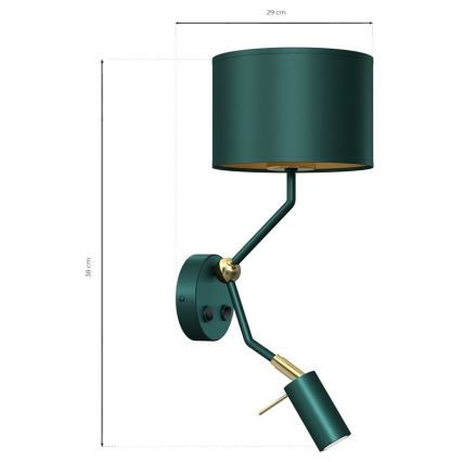 Lampada da parete VERDE 1xE27/60W/230V + 1xGU10-MR11/7W verde