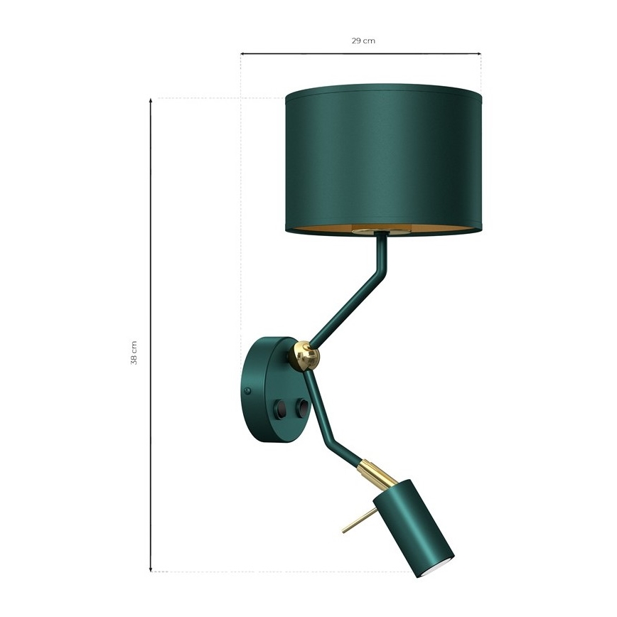 Lampada da parete VERDE 1xE27/60W/230V + 1xGU10-MR11/7W verde