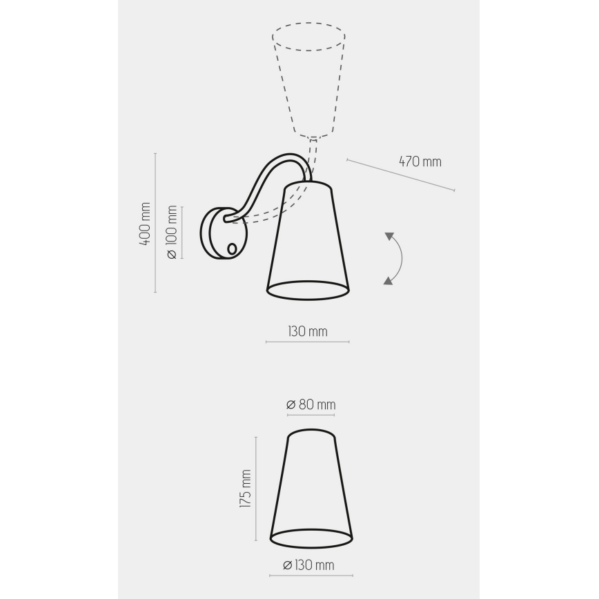 Lampada da parete WIRE 1xE27/15W/230V nero/oro