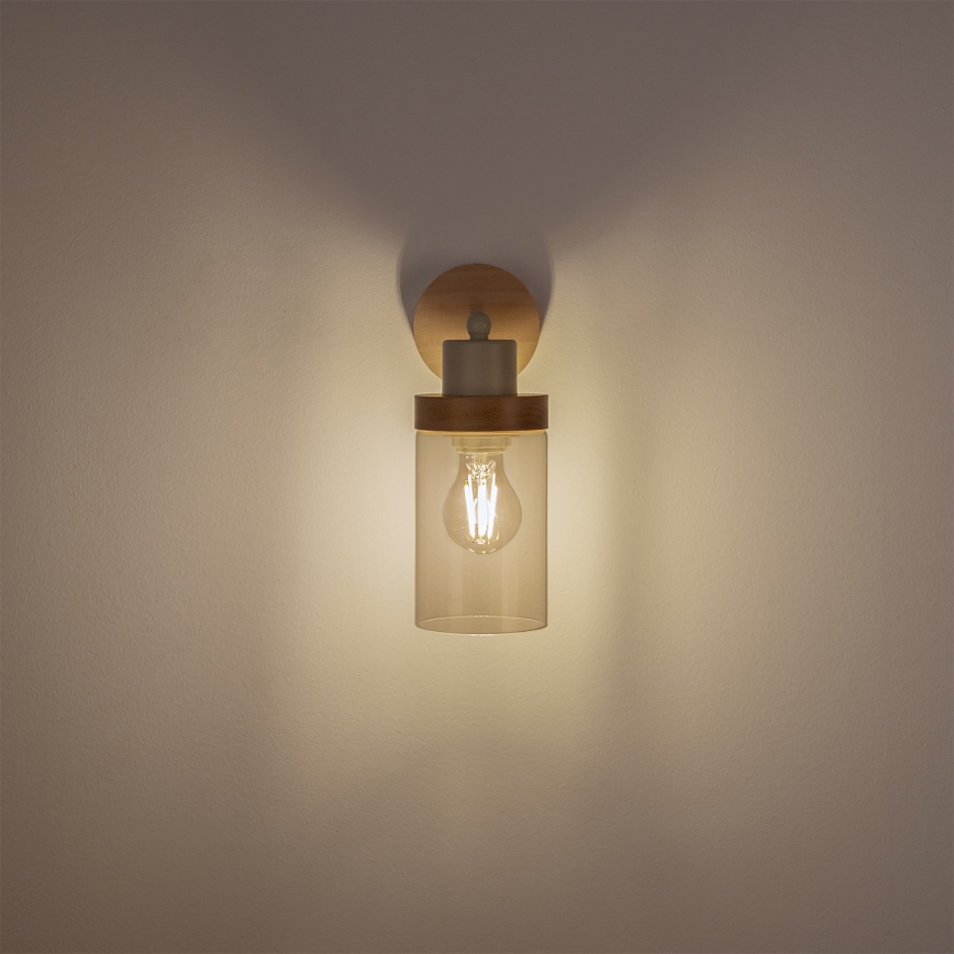 Lampada da parete WOODNEST 1xE27/15W/230V pino/crema
